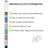 Triple Scale Hydrometer - Specific Gravity Alcohol ABV Tester - for Wine, Beer, Cider, Mead, Sake and Kombucha - Homebrew Fermented Beverages by laboratory tested scale- 