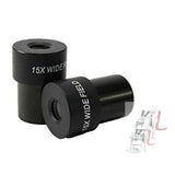 WKM 15X WF WIDEFIELD Microscope Eyepiece Pair, 23MM Dia, FITS Almost All Microscopes, Anti-Fungal Anti-Reflection Coated - Laboratorydeal